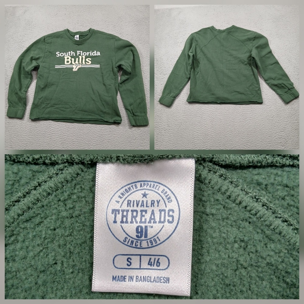 South Florida Bulls Sweatshirt Youth S 4–6 Green Rivalry Threads‎ NCAA